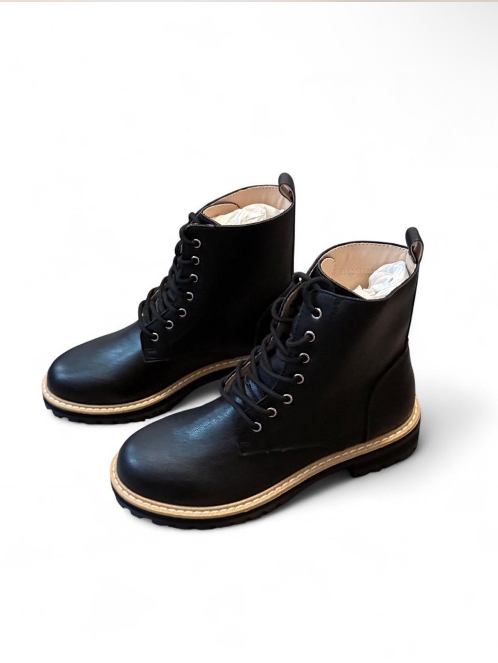 Oasis Society Women’s Size 6.5 Classic Black Lace-Up Leather Ankle Boots - Picture 4 of 8